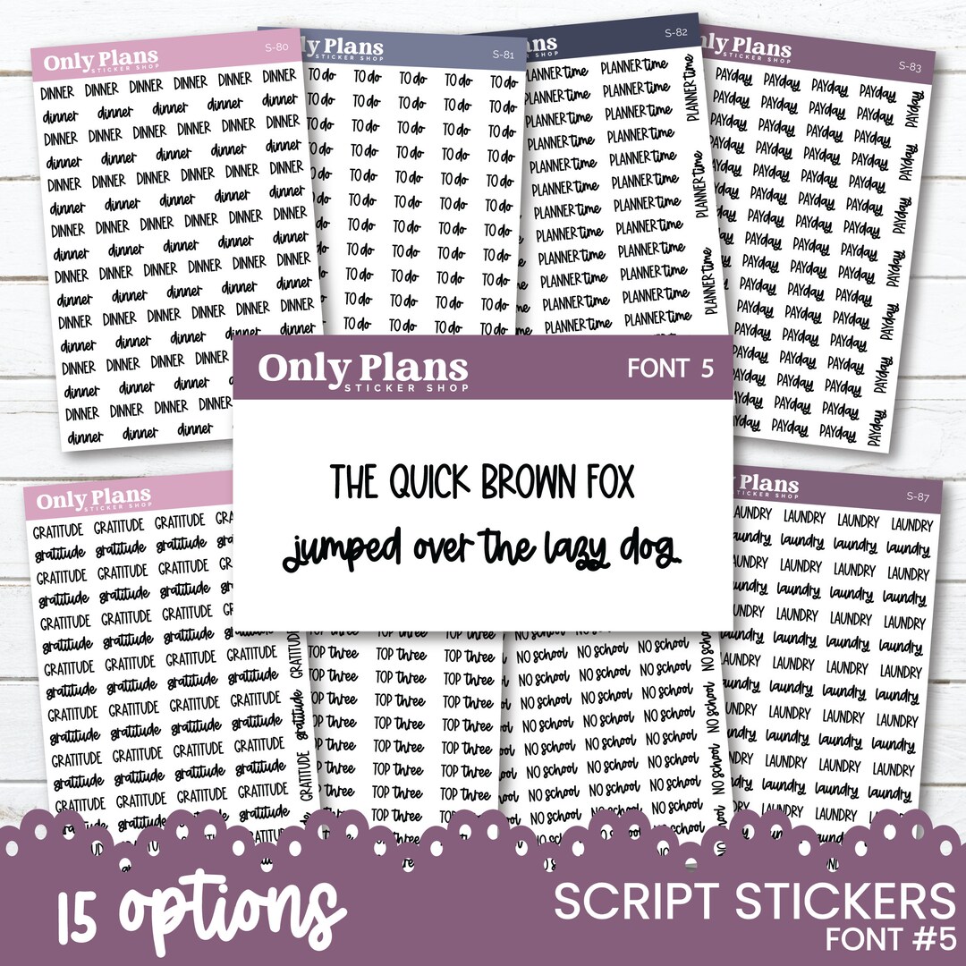 Script Stickers - Choose From 15 Options - Planner Script Stickers ...