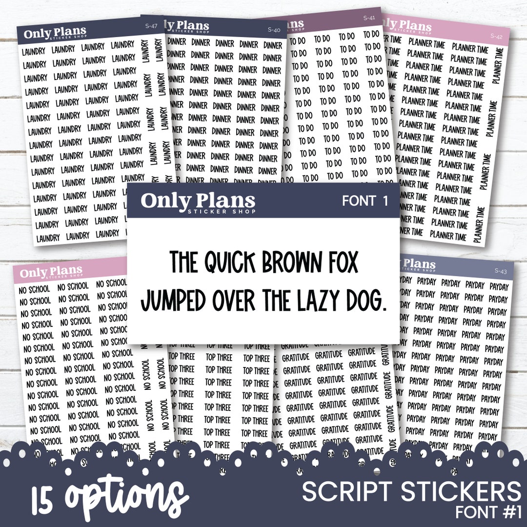 Script Stickers - Choose From 15 Options - Planner Script Stickers ...