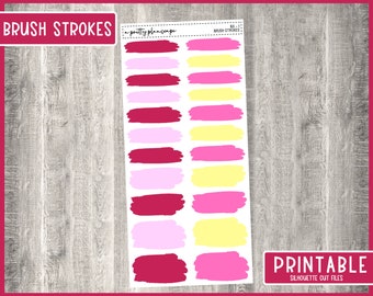 PRINTABLE Brush Stroke Stickers - Kiss Cut Stickers - Functional - Deco - Planner Stickers - #BS-1