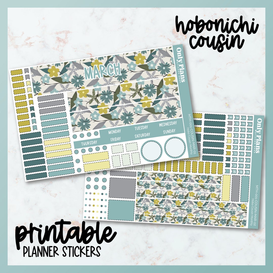PRINTABLE Hobonichi Cousin Sticker Kit, March Monthly Hobonichi Cousin ...