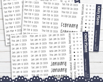 PRINTABLE 2025 Daily Date Script Stickers - Jan-Dec 2025 Silhouette Cut Files PNG Daily Scripts Planner Scripts Monthly Scripts - S-13