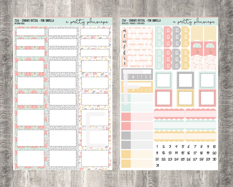 PRINTABLE Weekly Sticker Kit pink Umbrella | Etsy