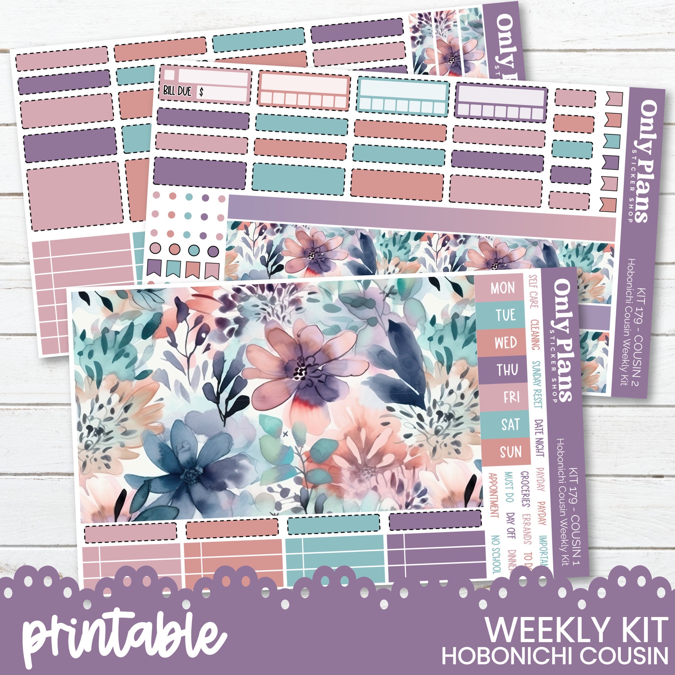 PRINTABLE Weekly Sticker Kit 179 - Hobonichi Cousin - Hobo Cousin ...