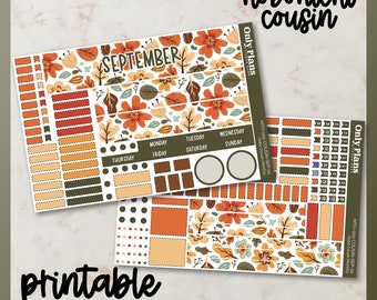 AFDRUKBARE Hobonichi neef sticker Kit, september maandelijkse Hobonichi neef stickers, hobo neef maandelijks, afdrukbare gesneden bestanden, PNGs, MTH-001