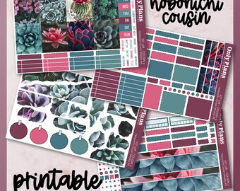 PRINTABLE Hobonichi Cousin Sticker Kit, Weekly Planner Stickers, Hobo Cousin Stickers, Succulent Stickers, Printable Cut Files, PNGs, Kit 178