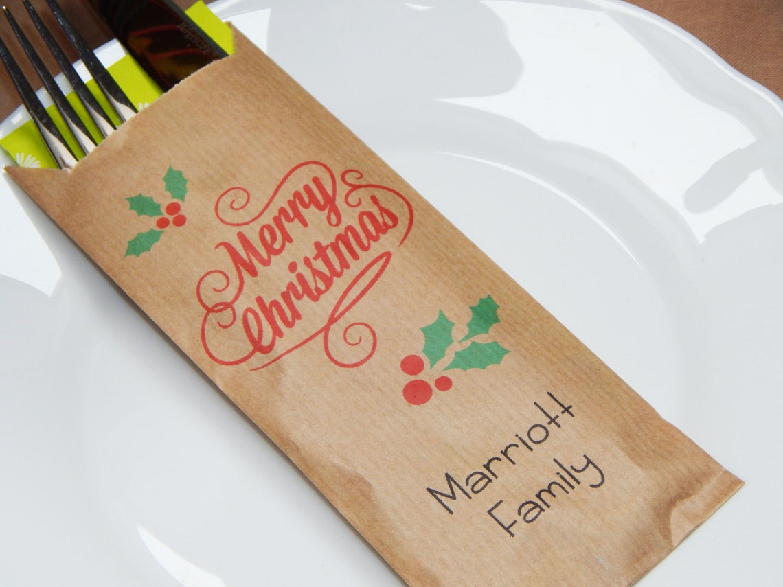Christmas Silverware Holder Bag Christmas Decorations Etsy