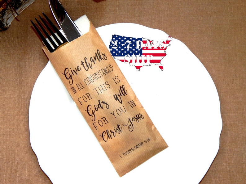 Give Thanks Biblical Quote Utensil Holders Thanksgiving Etsy