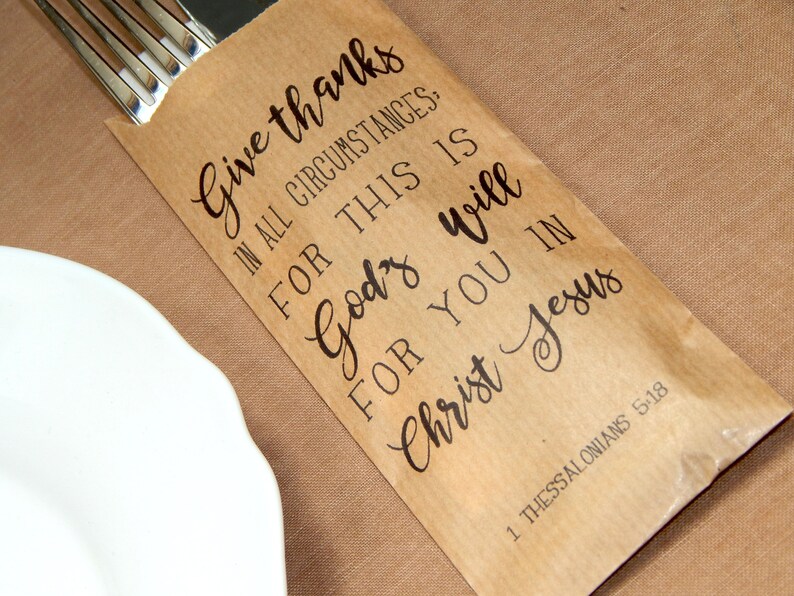 Give Thanks Biblical Quote Utensil Holders Thanksgiving Etsy