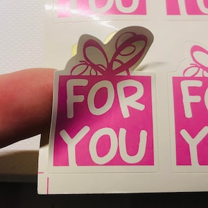 Sticker Geschenk FOR YOU selbst gemacht Aufkleber Etikett Kuvert Kunden rosa DIY Geburtstag Geschenkaufkleber Post pink Versand 12er-Set