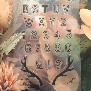 Silikonstempel A-Z ABC Alphabet Buchstaben Zahlen Geweih Clear Stamps DIY Scrapbooking Stempeln Vorlage Karten gestalten Einladung ! & ?