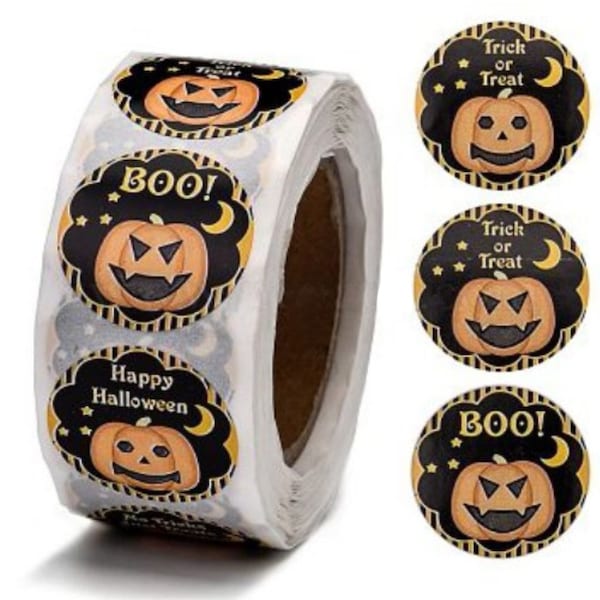 10-500 Sticker Halloween Aufkleber Gutti-Tüte basteln DIY Trick or Treat Kinder Kürbis Einladung Helloween DIY Geschenkaufkleber