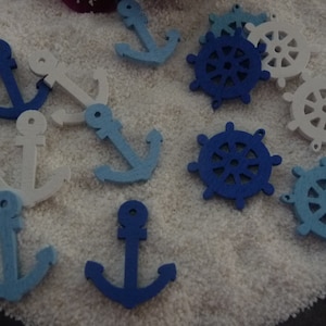 Anhänger Anker Steuerrad mix blau weiß holz Deko Urlaub Maritim Schiff SaWi