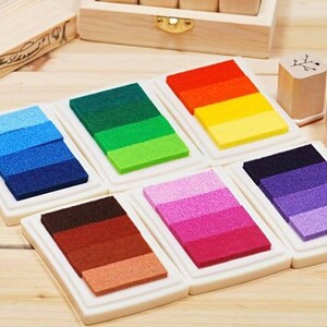 Stempelkissen mit 4 Farben - Karten basteln - Silikon stempeln - stampin DIY - basteln mit Kind - bunte Stempel - Premium Farbe Set Journal