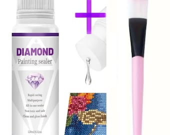 Diamond Painting Versiegelung 120 ml MIT Pinsel Zubehör Versiegler Steinchen kleben Diamant Malerei DIY einfach Mosaik nach Zahlen leichter