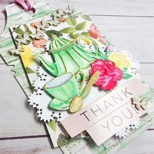 Prägeschablone Teeservice Einladung Stanzvorlage Stanzschablone Cutting Dies Kaffee Scrapbooking DIY Karten gestalten Prägevorlage Cutting