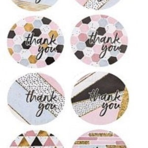 Danke Sticker Thank you Aufkleber rund Etikett Kuvert Kunden rosa gold blau rund DIY Geburtstag Geschenkaufkleber Geschenketikett