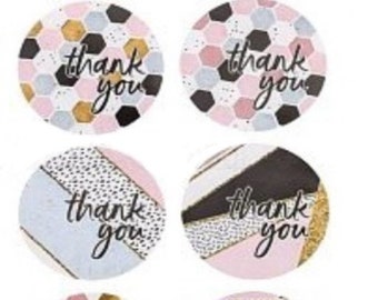 Danke Sticker Thank you Aufkleber rund Etikett Kuvert Kunden rosa gold blau rund DIY Geburtstag Geschenkaufkleber Geschenketikett