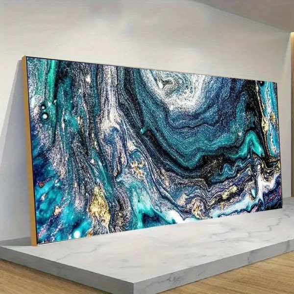 XXL-Diamond Painting DIY-Set Bild ABSTRAKT blau groß 80x40 5D Steinchen kleben Diamant Malerei Mosaik nach Zahlen für Fortgeschrittene Deko