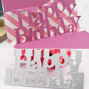 große Prägeschablone Geburtstag Happy Birthday Stanzschablone Stanzvorlage 3D-Effekt Scrapbooking Karten gestalten Prägevorlage Schriftzug
