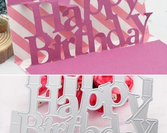 große Prägeschablone Geburtstag Happy Birthday Stanzschablone Stanzvorlage 3D-Effekt Scrapbooking Karten gestalten Prägevorlage Schriftzug