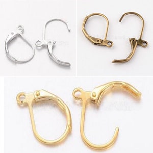 Folding leverbacks silver-plated leverback earrings closed ear clip 16x10 silver gold make your own craft ear jewelry SaWi DIY earrings