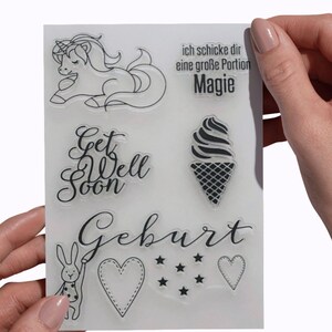 Silikonstempel Einhorn Magie Gute Besserung Geburt Baby Hase Kinder Leben DIY Clear Stamp Stempelvorlage  Scrapbooking DIY