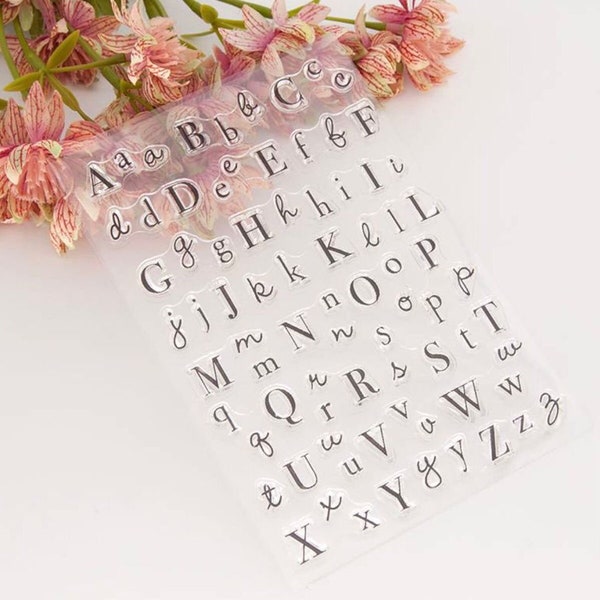 Silikonstempel ABC A-Z Alphabet Buchstaben Zahlen Schreibschrift Clear Stamps DIY Scrapbooking Stempeln Vorlage Karten gestalten Einladung