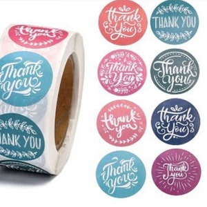 20-50 Danke Sticker Thank you Aufkleber rund Etikett Kuvert Kunden uni rot weiß blau grün DIY Geburtstag Geschenkaufkleber Geschäftspost