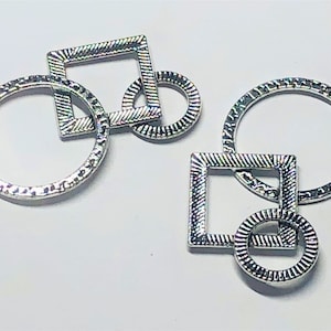 XL- Verbinder Verknüpfung Viereck Kreis Schmuck basteln DIY Scrapbooking Ornament gestanzt gehämmert Stricken Drahtverbinder Ring Anhänger