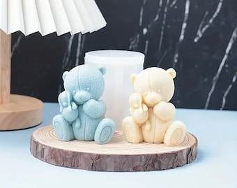 Silicone mold candle mold bear cute teddy cuddle Raysin concrete pouring mold silicone table decoration decorative soap candle make your own soap mold