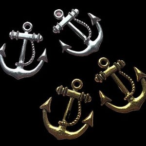 Anhänger Anker silber gold für Charms Anhänger Ketten antik tibetisch Schmuck DIY basteln Deko Kartengestaltung maritim Reise Schiff Pirat