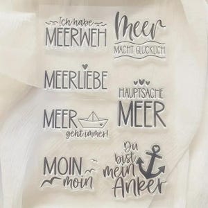 Silikonstempel Meer MARITIM Strand Urlaub Ahoi Reise Boot Sprüche Sonne Sommer Fernweh DIY Scrapbooking Stempelvorlage DIY Karten gestalten