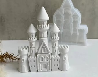 Silikonform Schloss Prinzessin Königin Märchen Burg Raysin Beton gießen Gießform Tischdeko Deko Streichholz Kind Mädchen Kinderzimmer