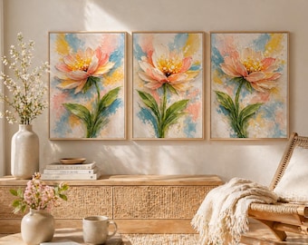 Diamond Painting Blumen 40x50 | Pastell Blüten | florale Wandkunst  | entspannendes Hobby für Erwachsene | DIY Set | Geschenk Idee Frühling