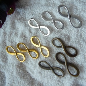 Verbinder Infinity Unendlichkeit silber bronze 23x8 30x12 mm Drahtverbinder Großloch Anhänger Charm liegende Acht Schleife Makramee Schmuck