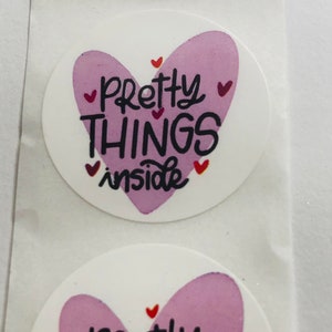 20-500 Sticker Pretty Things inside Herz Aufkleber rund Etikett Kuvert Kunden rosa DIY Geburtstag Geschenkaufkleber Geschäftspost Versand