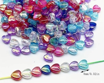 Heart bead pearl heart shimmer 8x4 craft love wedding white pink clear red blue black green transparent clear mix SaWi acrylic jewelry DIY