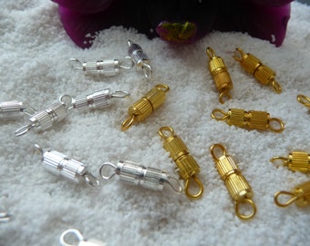 Screw caps gold or silver, Var A, chain closure, close jewelry, screw cap jewelry craft, closure bracelet chain
