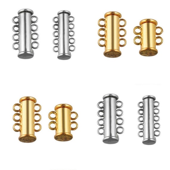 Magnet-Steckverschluss 2 3 4 5 6 10 Drahtreihen mehrreihig Schließe silber Kettenverschluss Verschluss  Armband 2-6 Drähte 4 - 20 Löcher