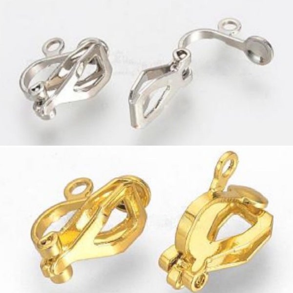 Ohrklemmen Fake-Ohrringe ohne Ohrloch silber gold 13 mm basteln Ohr Schmuck DIY basteln keine Ohrlöcher Kinder Mädchen Frauen