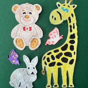 Prägeschablone Tiere Zoo Giraffe Bär Stanzschablone Stanzvorlage Schmetterling Scrapbooking Hase Karten gestalten Prägevorlage Metallstanze