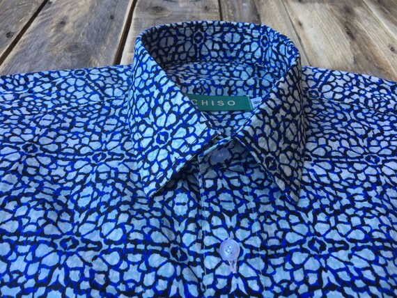 Nouveau ChisoShirts bleu, blanc et vert clair chemise à en motifs en à taille m : manches longues. ee448a Nouveau ChisoShirts bleu, blanc et vert clair chemise à en motifs en à taille m : manches longues. ee448a
