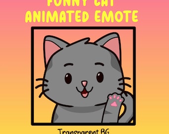 かわいい灰色の猫のアニメーションエモート、面白いミームTwitchエモート（デジタルダウンロード）