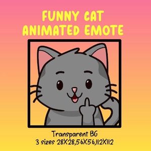 Gesto de Twitch animado de gato lindo, paquete de gestos de meme de gato divertido, gesto de gato gris para streamers, gesto de juego personalizado, gesto de discordia