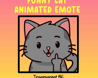 Emoticono animado de Twitch de gato gris gracioso, meme de Discord (descarga digital)