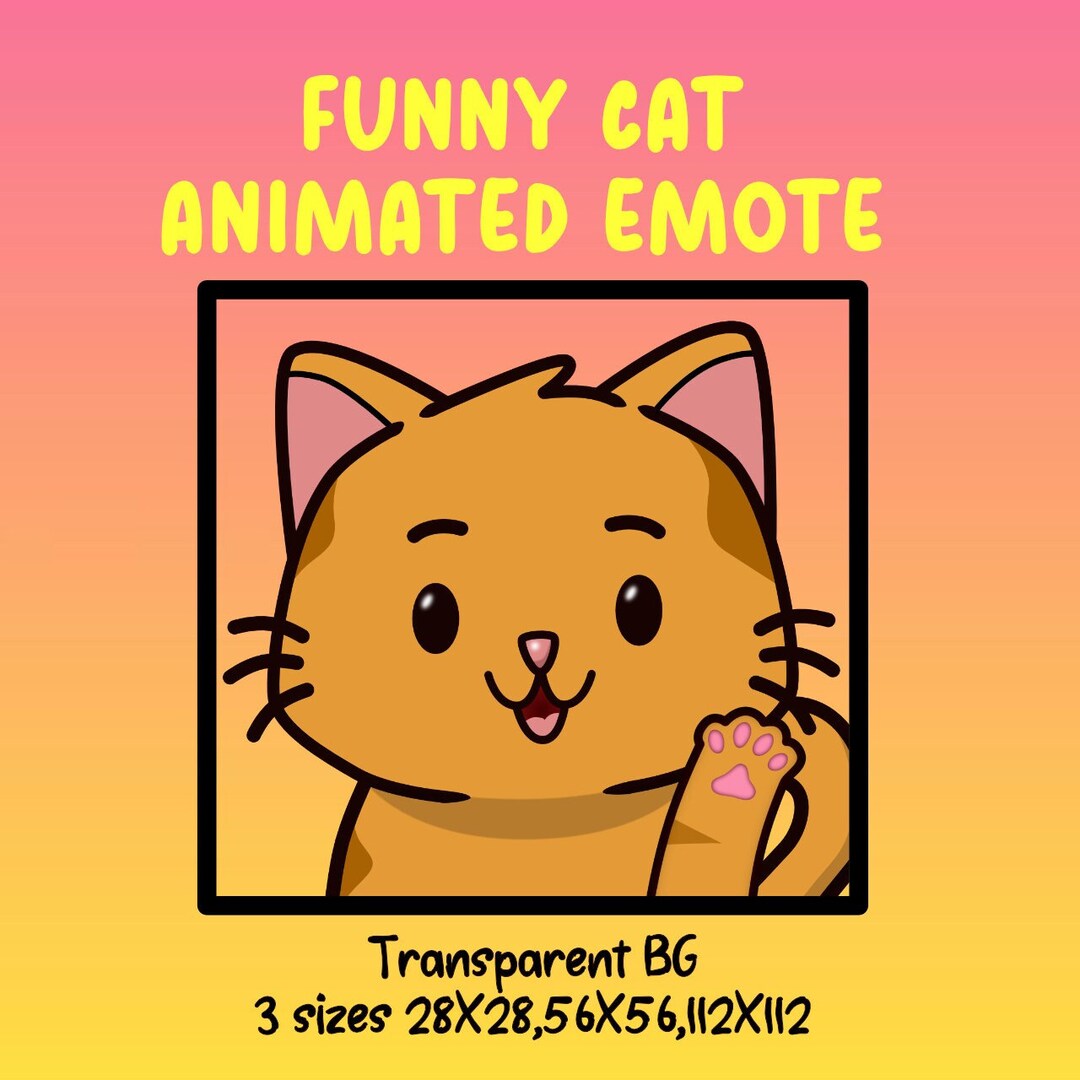 Cute Cat Animated Twitch Emote, Funny Cat Meme Emote Pack, Orange Cat ...