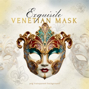 Máscara veneziana requintada - Baile de máscaras - Carnaval veneziano - Estilo veneziano luxuoso - Traje veneziano - Estilo baile de máscaras