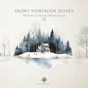 Snowy Storybook Scenes, Winter Forest Scenery, Christmas Scrapbook, Landscapes Clipart, Winter Scenes, Winter Clipart, Cozy Winter, PNG