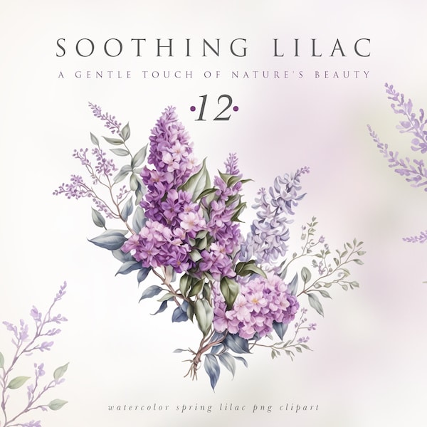 Soothing Lilac Blooms, Watercolor Lilac Clipart, Digital Floral Elements Wedding Clipart, Lilac Bouquets, Lilac Arrangements, Lilac Wreath