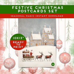 Festliche Weihnachten Postkarten Set, Taschenbrief, Clipart Weihnachten, Scrapbook, Junk-Journal, Dezember täglich, PNG druckbar, Verzierung